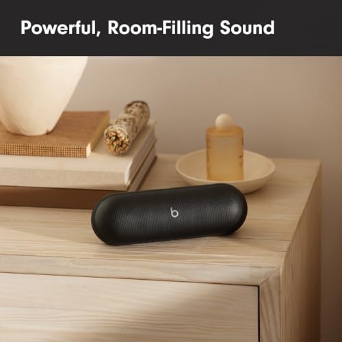 Beats Pill – Wireless Bluetooth Speaker and Portable Charger via USB-C – Up to 24 Hours Battery Life, IP67 Water Resistant, Apple & Android Compatible, Built-in Microphone – Matt Black
