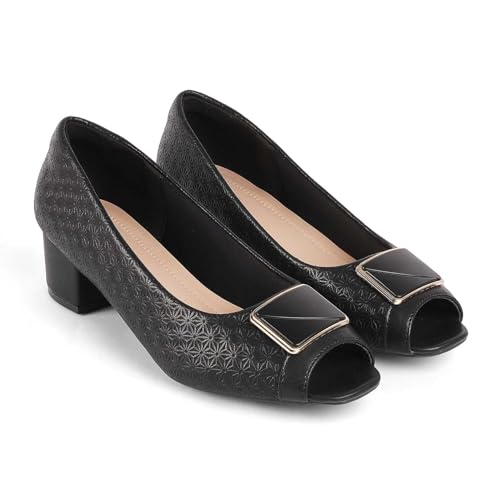 tresmode TREROY Women's Sandals Leather Black, 6 UK / 39 EU - Round Toe Ladies Footwear Soft Comfortable Sandals