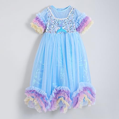 Hopscotch Girls Blue Short Sleeves Sequined Ruffled Gown for Age (12-24 Months)