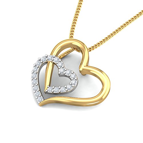 KuberBox 18KT Yellow Gold Beth Heart Pendant for Women