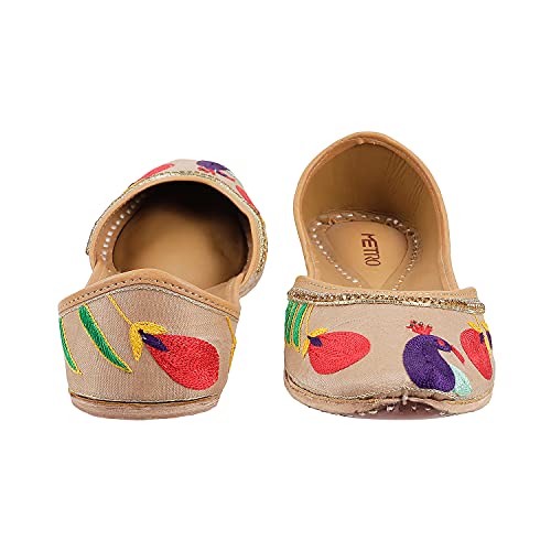 Metro Womens Synthetic Beige Mojaris (Size (6 UK (39 EU))