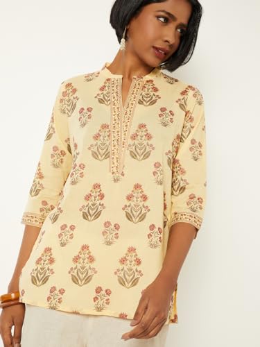 Max Women Printed Kurti (Yellow_L)