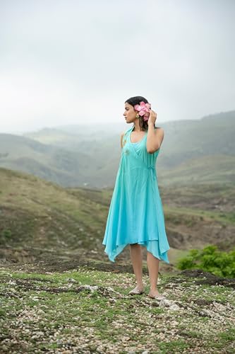 MIORAH Luxurious Pure Muslin Modal Wrap Dress featuring exquisite metal sequence with resham and zari hand embroidery (Colour - Rama Green, Size - M)