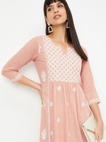 Max Women's Cotton Blend Kurta Set (CTKST54046_Brown