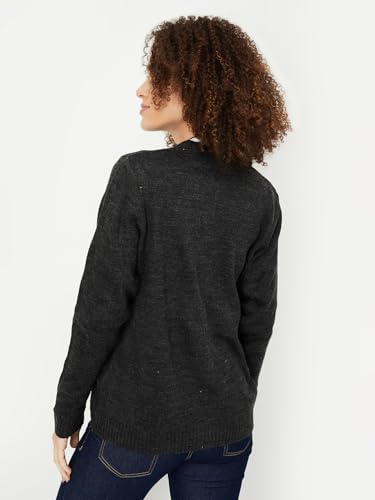 Max Women's Acrylic Casual Cardigan Sweater (CARDE45003_Grey