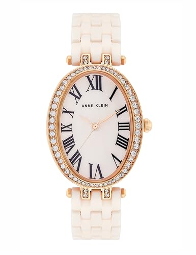 Anne Klein Quartz Analog Pink Dial Rose Gold with Pink Ceramic Strap Watch for Women