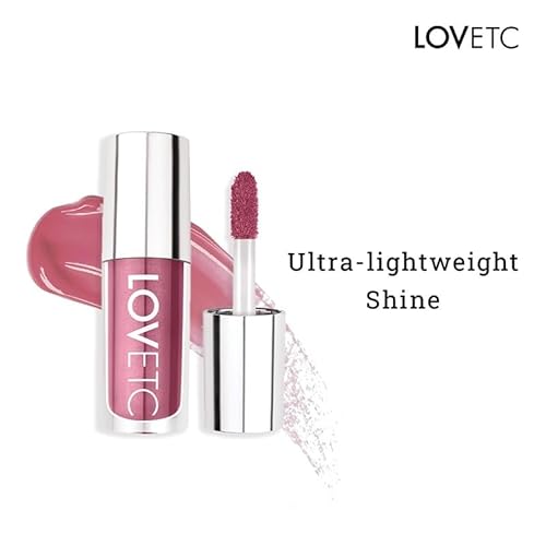 LOVETC Gloss, Glee, Etc High Glaze Tinted Lip Gloss | Mirror Shine With Zero Stickiness | Ultra-Glossy Finish For Plush, Hydrated Lips | With Marula Oil & Hyaluronic Acid | Barely Blushing | 5.5g