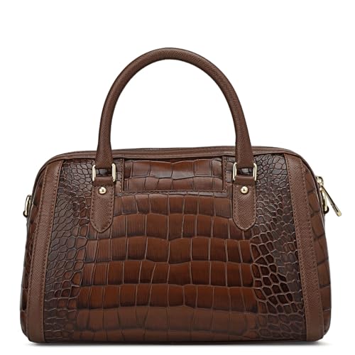 Da Milano Leather Brown Satchel Bag for Women (00355A-OL)