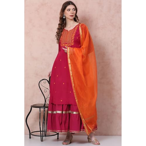 Rangriti Women Viscose Solid Suit Set (RSKASSORTED15445AW21PNK_Pink