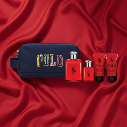 Polo Red Eau de Toilette 5-Piece Travel Set (125ml EDT+40ml EDT, 50ml Body wash, After shave balm 50ml and Travel bag)