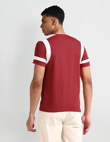 Arrow Sport Mens Red Solid Crew Neck Short Sleeve Men's T-Shirts & Polos (ASAEOTS5128_Red_XL)
