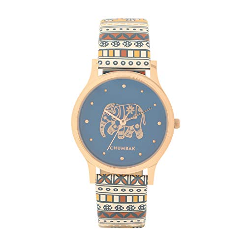 TEAL BY CHUMBAK Round Dial Analog Watch for Women,Aztec Collection, Printed Vegan Leather Strap,Gifts for Women/Girls/Ladies,Stylish Fashion Watch for Casual/Work - Multi
