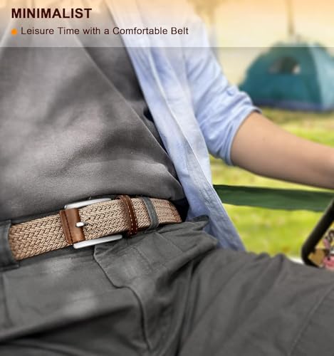 ZORO UNITED Woven Fabrict Stretchable Braided Belt for Men & Women, Beige
