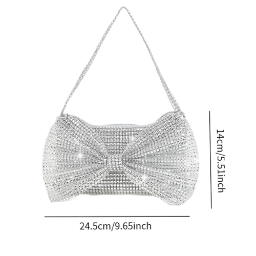 LOOM TREE Women Evening Clutch Bag Female Underarm Bag for Weddings Commuting Birthday Silver