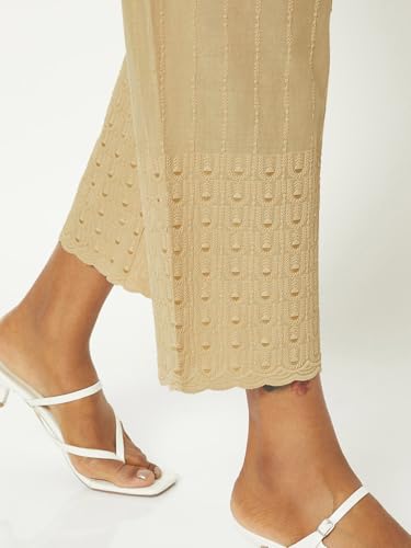 Max Women Embroidered Palazzos (Beige_S)
