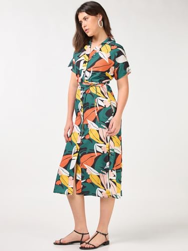 Bewakoof Women's All Over Printed Relaxed Fit Half Sleeve Collar Viscose Rayon Dress_684816_Multicolor_S