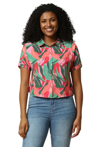 Allen Solly Women Pink Print Short Sleeves Shirt