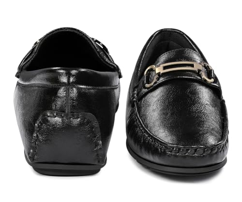 LOUIS STITCH Men’s Jet Black Formal Slip-On Loafer Shoes | Soft Touch & Lightweight | LSVSFL-03 |UK-9