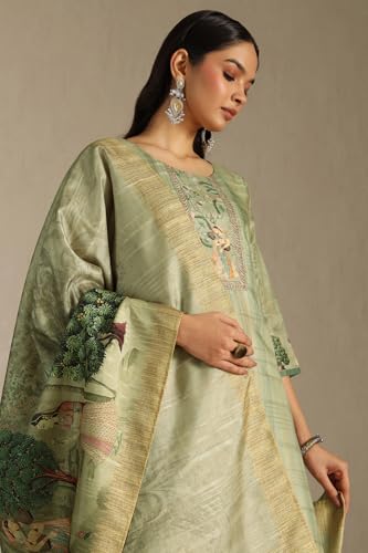 Soch Women's Art Silk Kurta Suit Set (CWA5CD22248_Sap Green