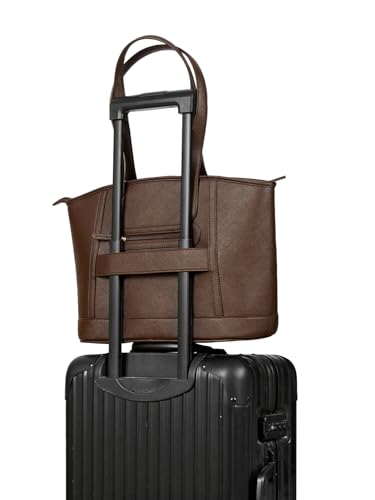 eske Yara Vegan Leather Tote Bag For Women (Brown Saffiano)