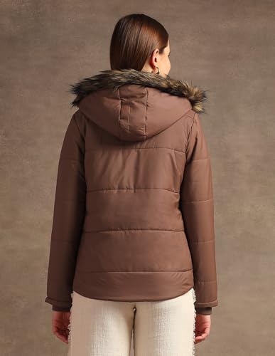 U.S. POLO ASSN. Hooded Solid Padded Jacket (UWAW24JCK152_Brown_S)