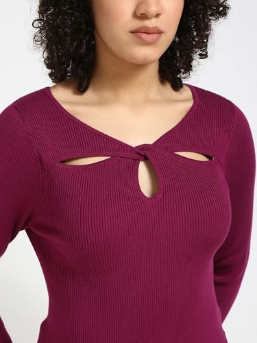 Slim Fit Rayon Keyhole Neck Top