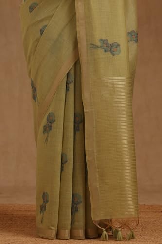 Soch Womens Light Green Chanderi Woven Design Saree