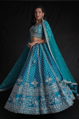 Women's Silk Lehenga with Zardozi and Embroidered work