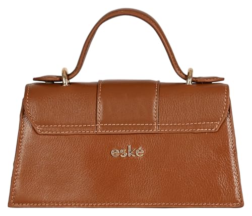 eske Eloise Genuine Leather Womens Satchel (Dark Tan)