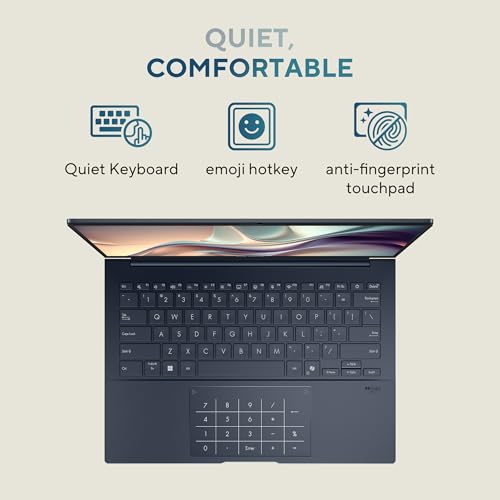 ASUS Zenbook 14 (2026),Smartchoice,Intel Core Ultra 7 255H,32GB RAM,1TB SSD,OLED,Touchscreen,14"(35.5 cm),Win 11,M365 Basic(1Y)* Office 24,Ponder Blue,1.28 Kg,UX3405CA-QL1015WS,Thin & Light Laptop