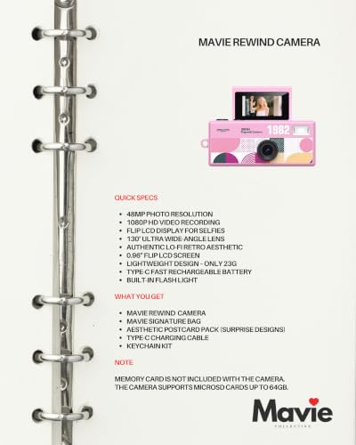 Mavie Rewind Mini Digital Camera | 1080P HD Pocket Digital Camera with Flip Screen | Compact Camera for Travel, Photography, Vlogging & Aesthetic Content