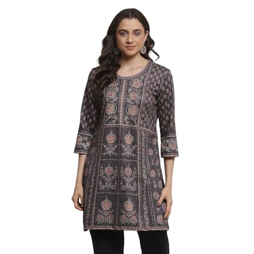 Biba Women Brown Blended Printed Kurta_42