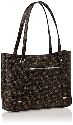 Guess Brown Logo Printed Daryna Elite Tote Bag