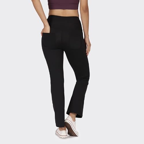 BlissClub Ultimate Flare Pants for Women Above 5'5 ft | Ribbed Waistband, 4 Pockets | High Waist Trousers and Formal Pants for Office wear