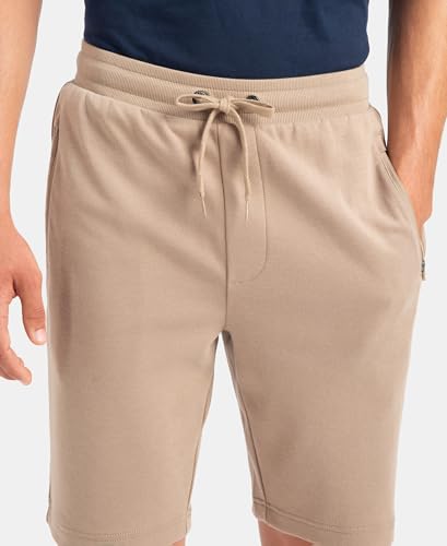 Jockey AM14 Men's Super Combed Cotton Rich Straight Fit Shorts with Zipper Pockets_Desert Taupe_XXL
