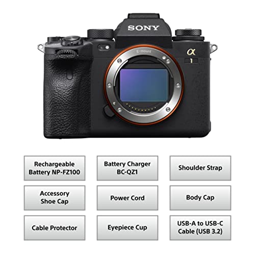 Sony Alpha ILCE-1 Mirrorless Full-Frame Camera | 30 FPS | 50.1 MP | 8K 30P, 4K 120P | Real-time Eye AF, Real time Tracking - Black