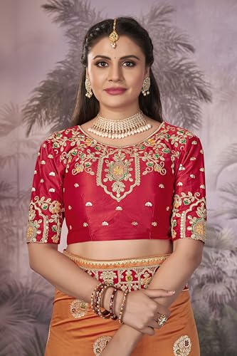 MANOHARI Women Banarasi Silk Woven Saree With Heavy Embroidery Blouse Piece_Mn1873, Mustard