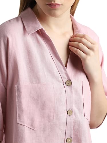 ONLY Pink Linen Short Sleeves Shirt