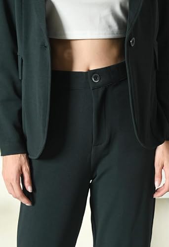 OFFICE PURPLE Women's Cotton Blend Solid Blazer & Pant Set with Camisole | Formal 3-Piece Set (Green, XL)