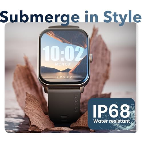 Boult Drift+ Smart Watch 1.85''HD Screen, Bluetooth Calling, IP68, 500 Nits Brightness,150+ Watchfaces, AI Voice Assistant, SpO2 Monitoring, 100+ Sports Mode Smartwatch (Black Coffee)