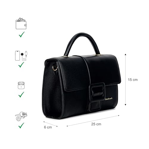Fastrack Boldlock Satchel Bag | Women’s Faux-Leather Handbag | Top Handle & Detachable Strap | Magnetic Flap + Zipper Closure | Everyday Casual & Work Carry