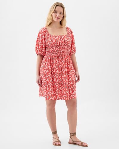 GAP Women's Cotton Blend Fit and Flare Above The Knee Casual Dress (442528426_red