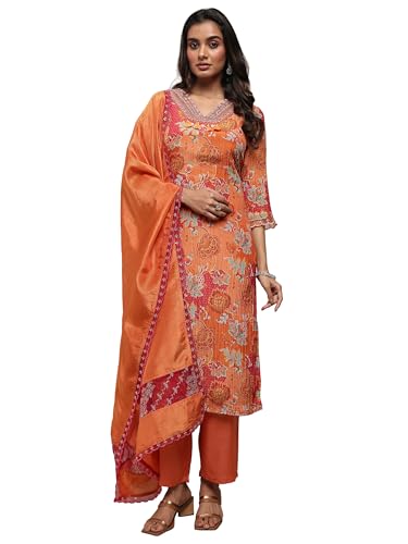 Libas Art Printed Silk blend Straight-fit Kurta Set for Women (51200AM)