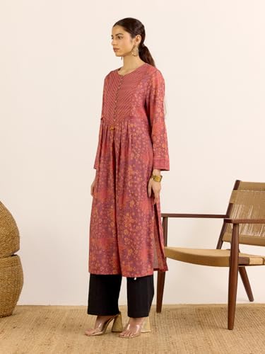 Aarke Ritu Kumar Brick Red Maya Full Sleeves Asymmetric Kurta