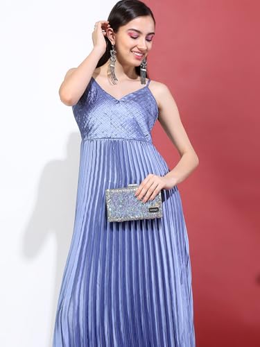 Tokyo Talkies Women V-Neck Long Sleeve Maxi Dress TTJ6010825 Blue S