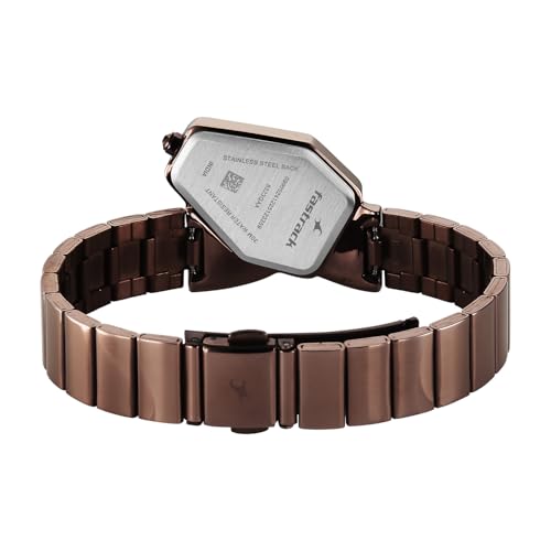 Fastrack Wild Viper-Inspired Unique Shaped Brown Dial IP Brown Stainless Steel Strap Watch for Women - 6323QM01
