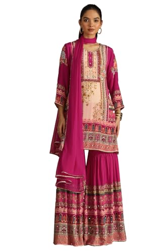 Soch Women's Crepe Salwar Suit Set (OWA5CD22210_Fuchsia