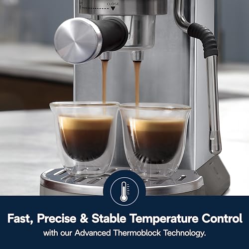 DeLonghi Dedica EC890 Compact Espresso machine - Stainless Steel Coffee Maker with Milk Frother Steam Wand- for Espresso, Cold brew, Hot and Iced Coffee, Cappuccinos, Latte and more (Metal)