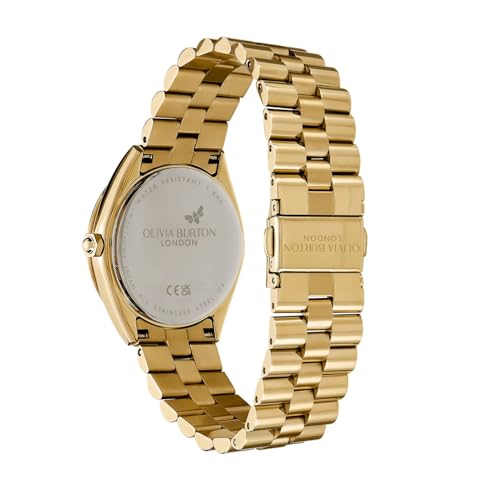 Olivia Burton Bejewelled Qtz Basic Light Gold Round Dial Women's Watch|Ionic Plated Thin Gold Steel Material|Gold Color Band - 24000135