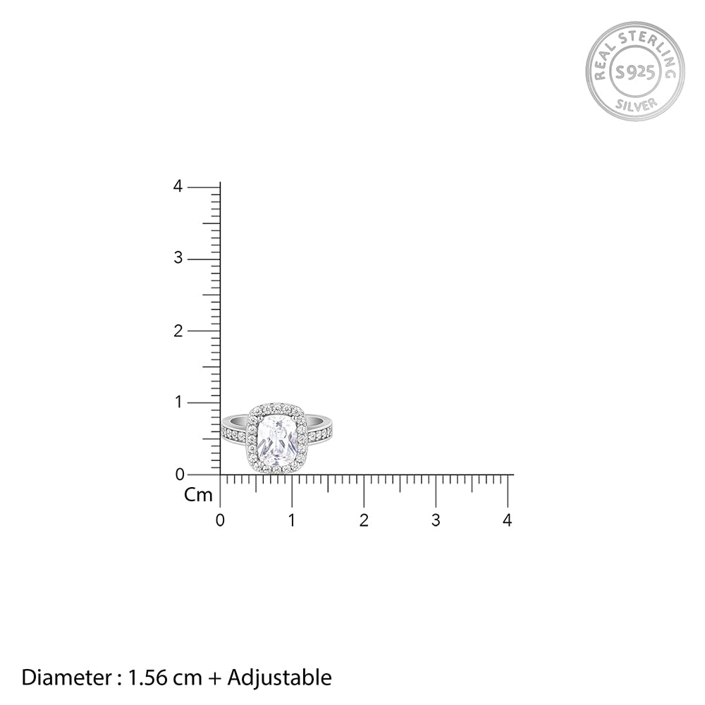 GIVA 925 Silver Adjustable Solitaire Ring | Gift Valentine Gift for Girlfriend Wife Women & Girls | With Certificate of Authenticity & 6 Month Warranty